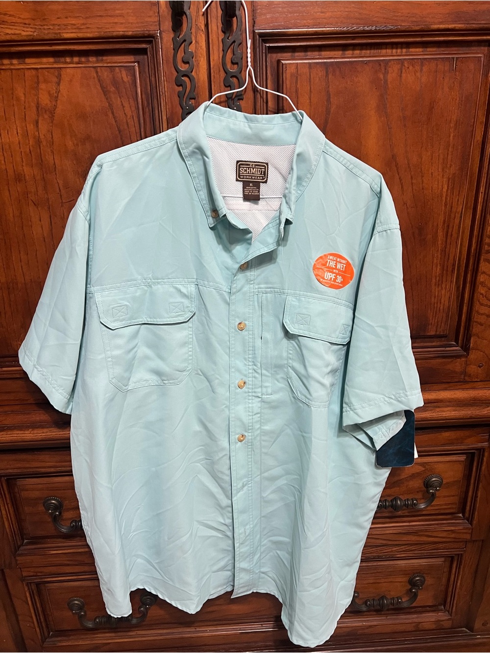 C.E. Schmidt Workwear Men’s XL Fishing Shirt UPF 30 Moisture Wicking Vented Blue